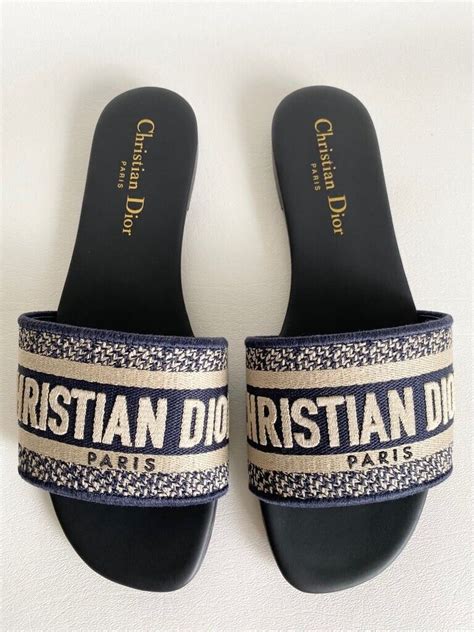 dior navy slides|dior slippers women.